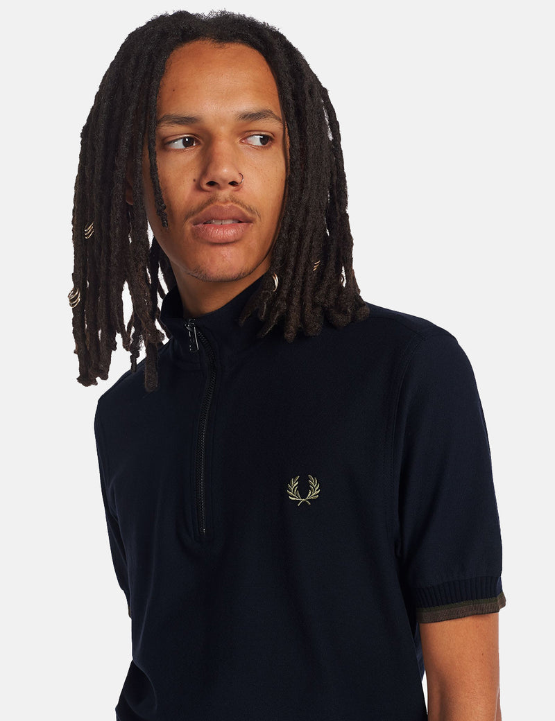 Polo à col cheminée Fred Perry - Bleu marine