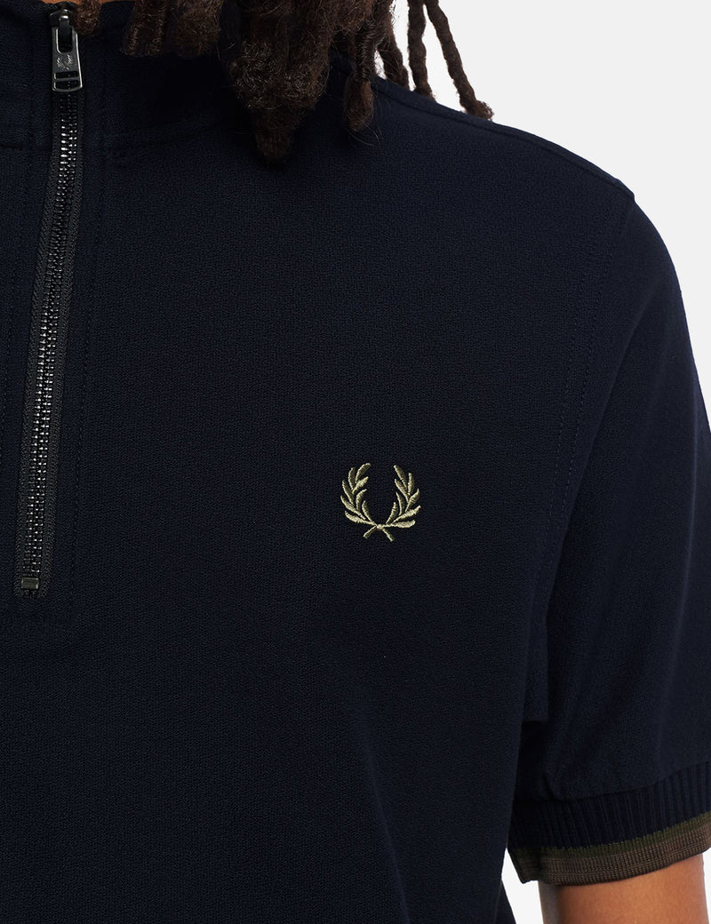 Polo à col cheminée Fred Perry - Bleu marine