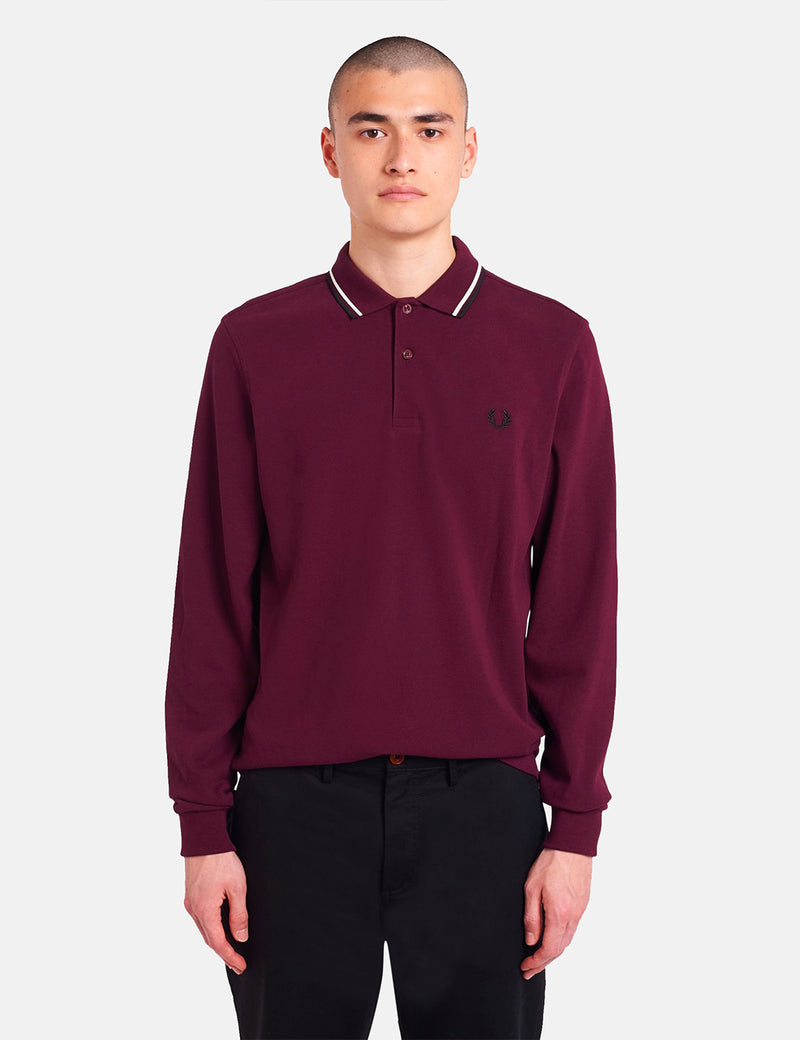 Polo à Manches Longues Fred Perry Twin Tipped - Mahogany
