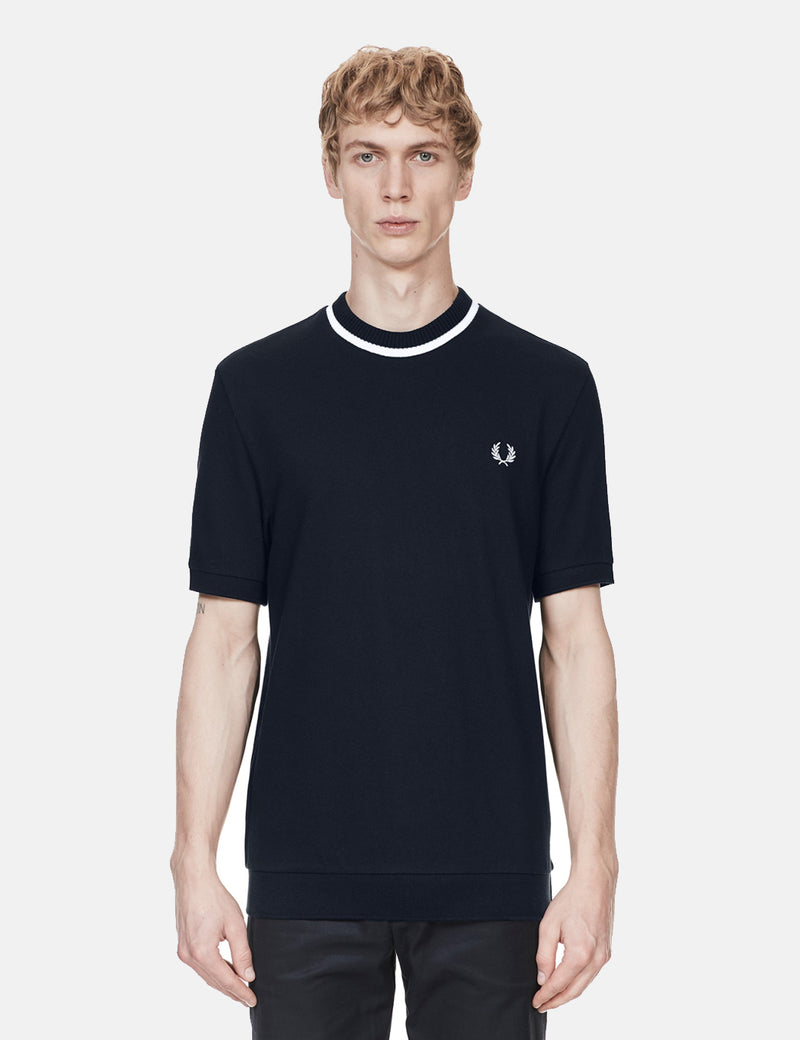 T-Shirt à Col Rond En Piqué Fred Perry - Navy