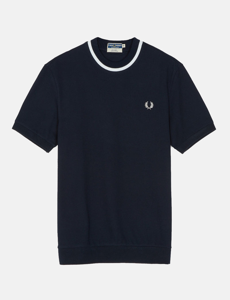 T-Shirt à Col Rond En Piqué Fred Perry - Navy