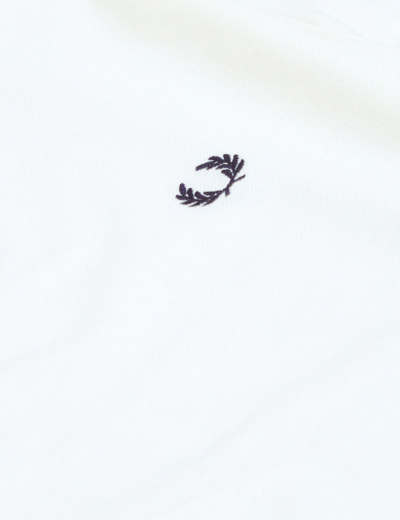 T-Shirt à Col Rond En Piqué Fred Perry - Blanc Neige/Bleu Marine