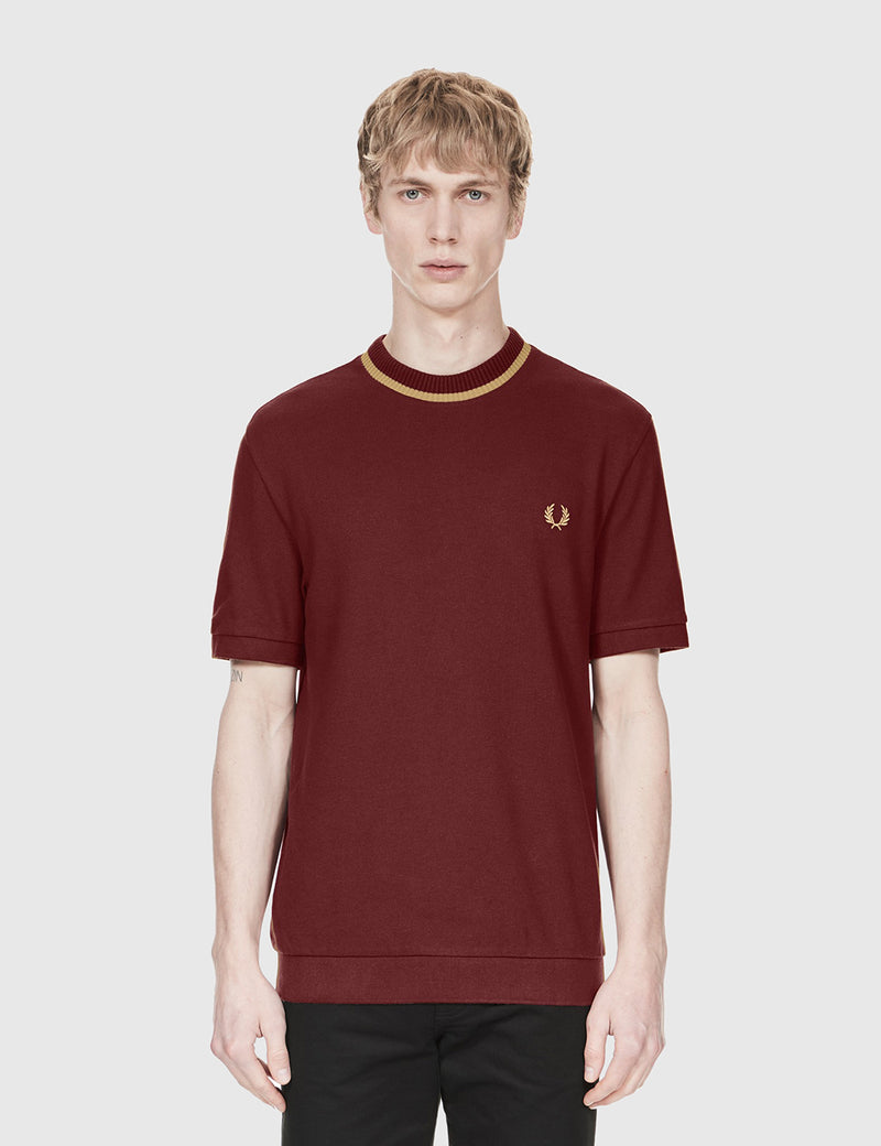 Fred Perry Crew Neck Pique T-Shirt - Aubergine