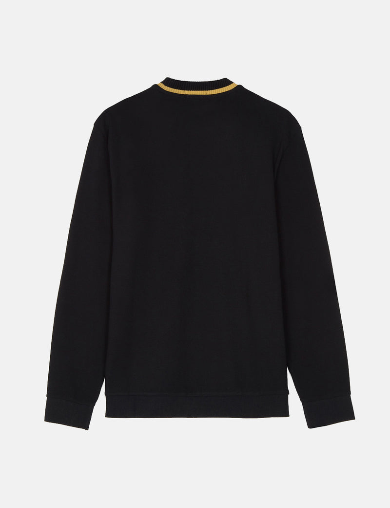Fred Perry Re-issues L/S Crew Neck Pique T-Shirt - Black/Champagne