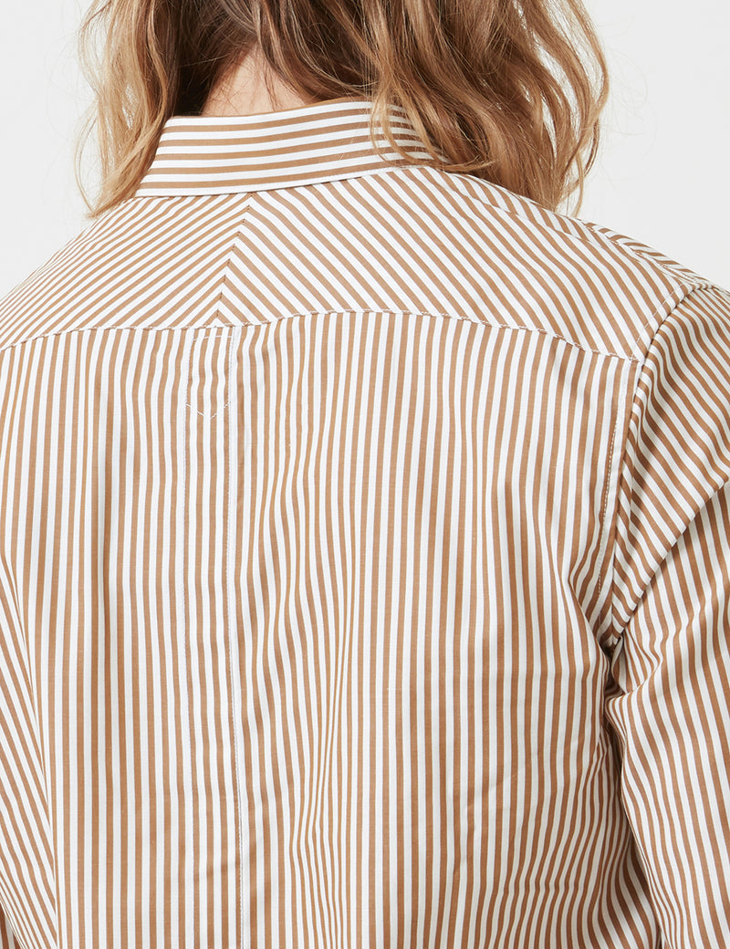 Fred Perry Stripe Twill Shirt - Dark Caramel Brown
