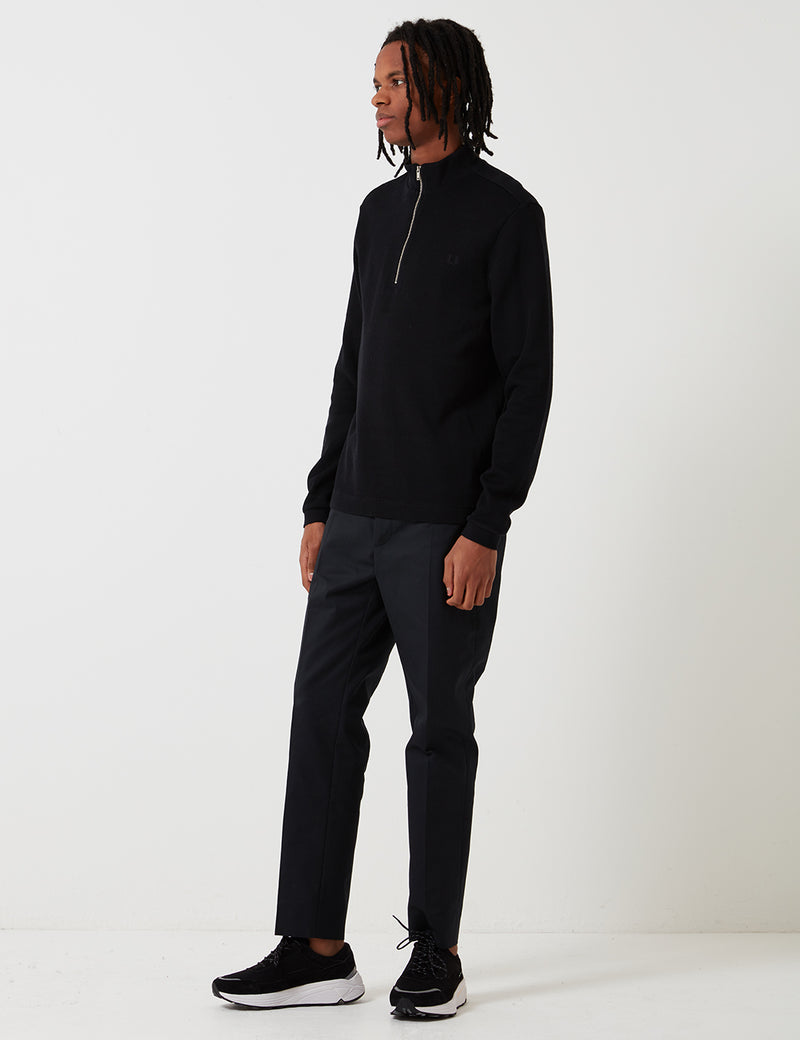 Fred Perry Zip Neck Rib Sweat - Black