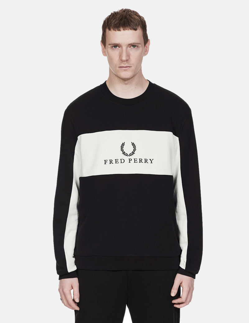Fred Perry Panel Piped Sweatshirt - Black