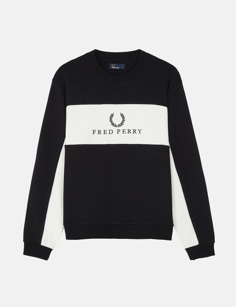 Fred Perry Panel Piped Sweatshirt - Black