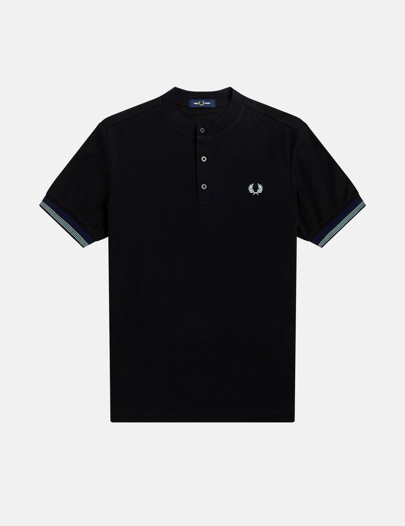 Fred Perry Henley Polo Shirt - Black I Urban Excess. – URBAN EXCESS