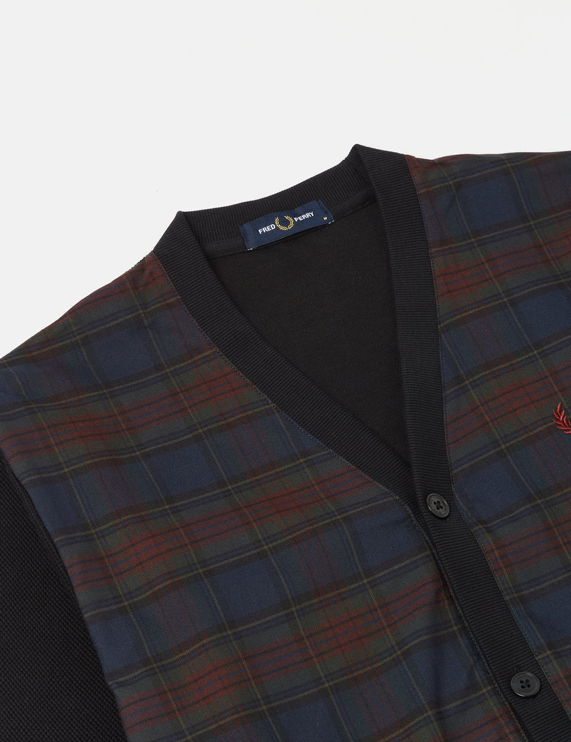 Fred Perry Woven Check Cardigan - Bleu Marine Français