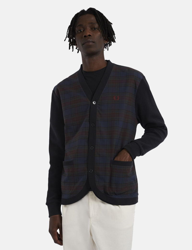 Fred Perry Woven Check Cardigan - Bleu Marine Français