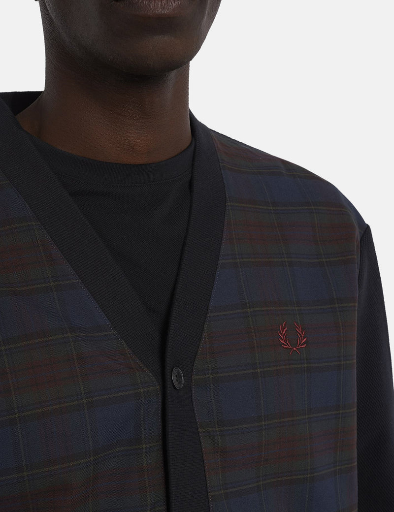 Fred Perry Woven Check Cardigan - Bleu Marine Français