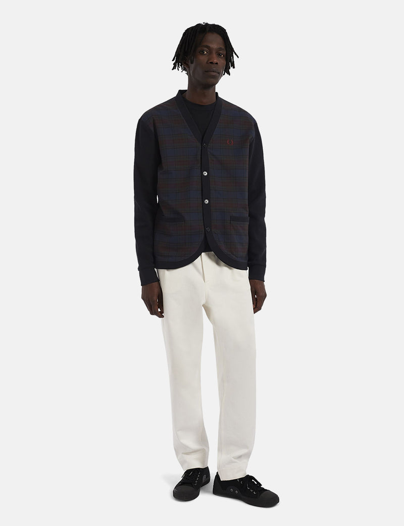 Fred Perry Woven Check Cardigan - Bleu Marine Français