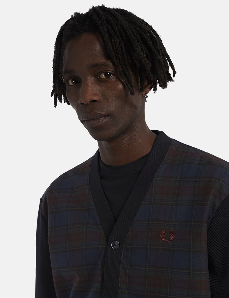 Fred Perry Woven Check Cardigan - Bleu Marine Français