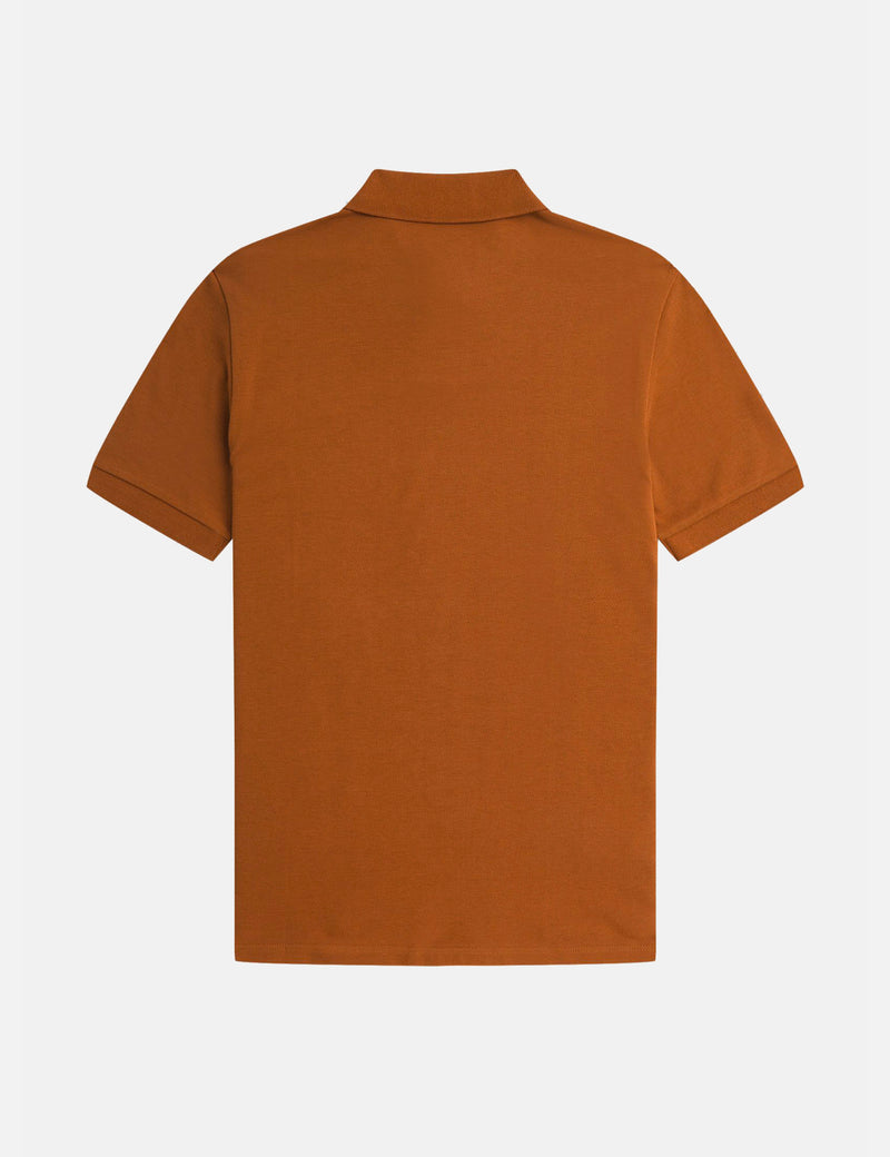 Fred Perry One Button Polo Shirt - Dark Caramel