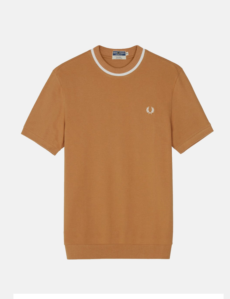 Fred Perry Re-issues Crew Neck Pique T-Shirt - Caramel Brown
