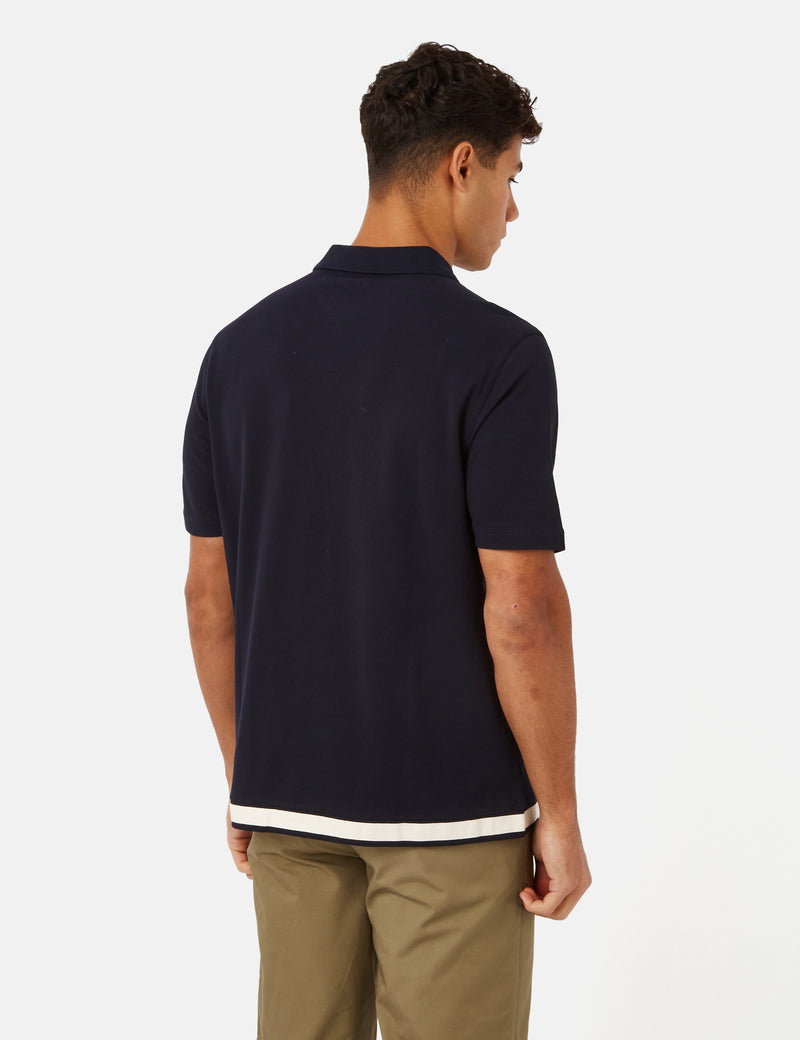 Fred Perry Tape Detail Polo Shirt - Navy Blue