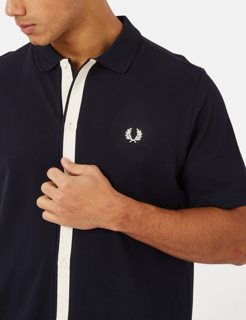 Fred Perry Tape Detail Polo Shirt - Navy Blue