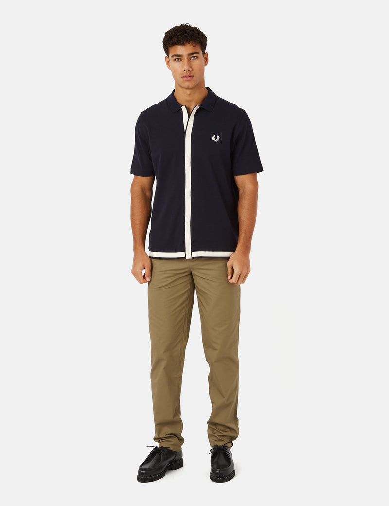 Fred Perry Tape Detail Polo Shirt - Navy Blue