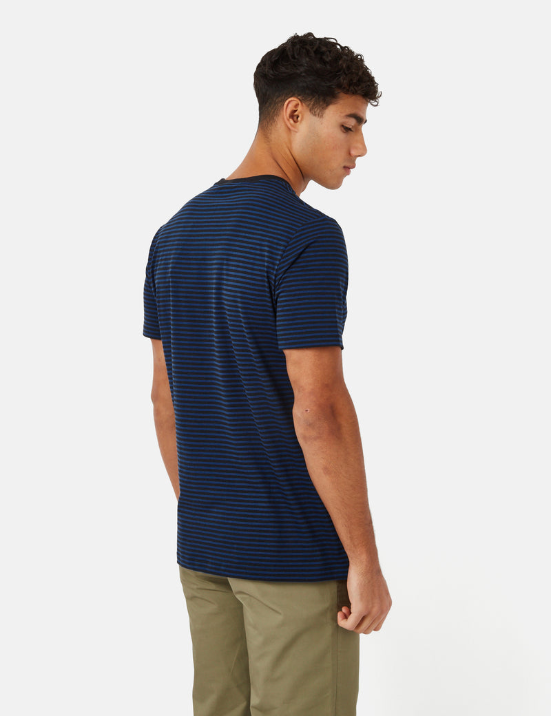 Fred Perry Fine Stripe T-Shirt - Shaded Cobalt/Navy Blue