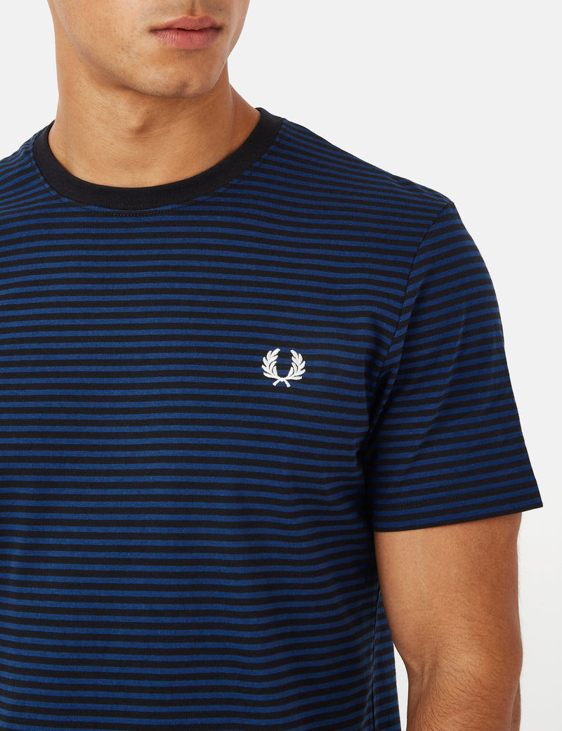 Fred Perry Fine Stripe T-Shirt - Shaded Cobalt/Navy Blue