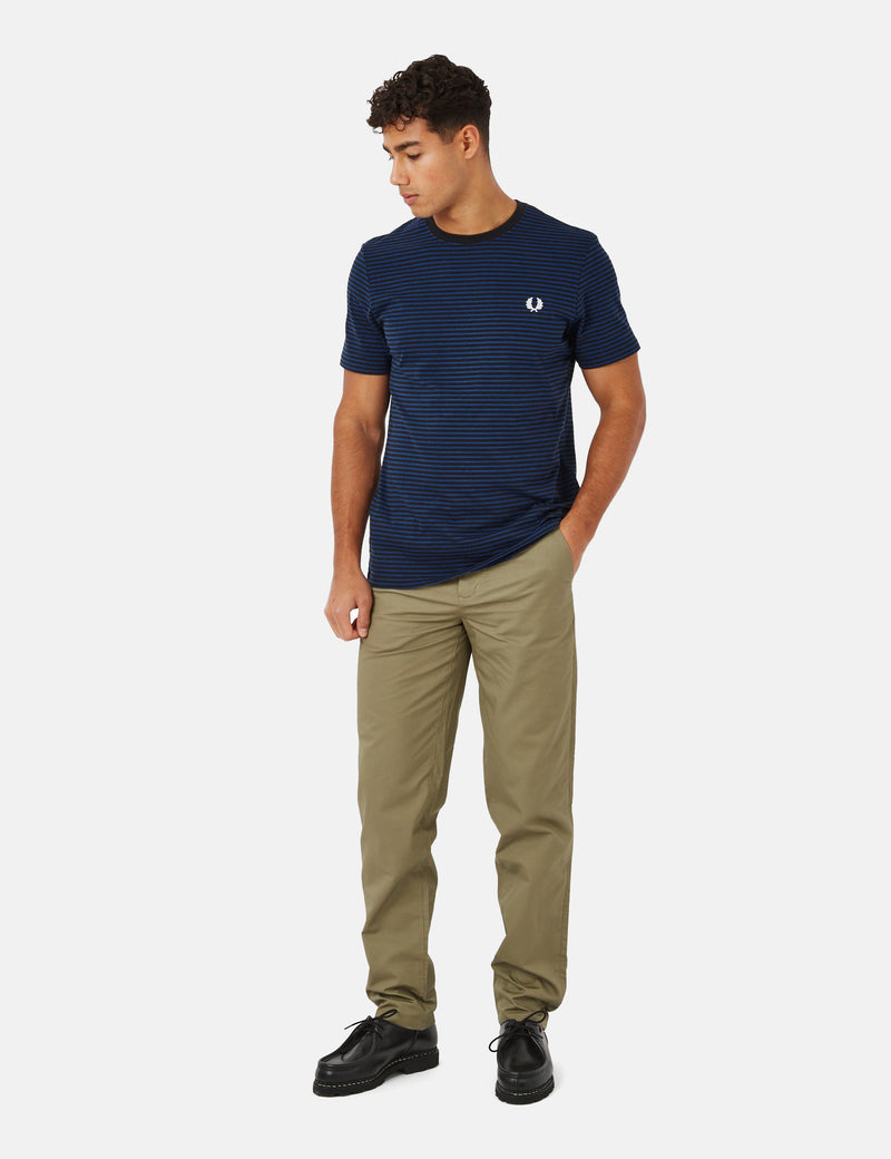 Fred Perry Fine Stripe T-Shirt - Shaded Cobalt/Navy Blue