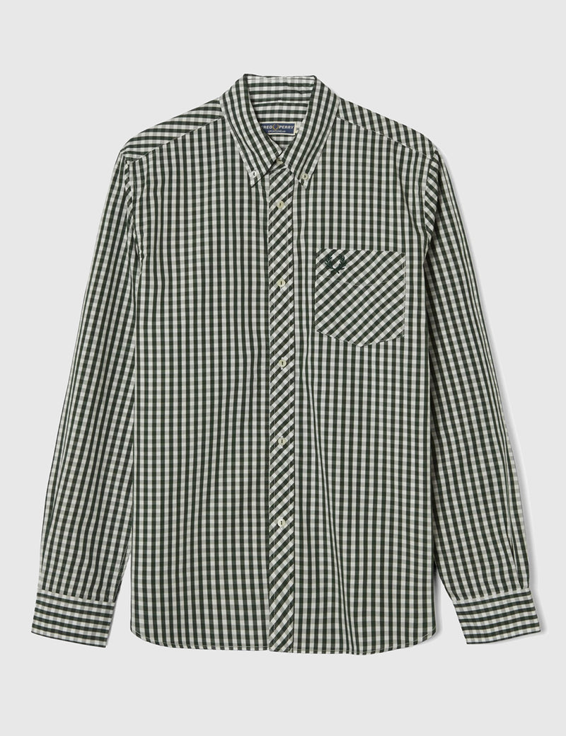 Fred Perry Gingham Shirt - Tartan Grün
