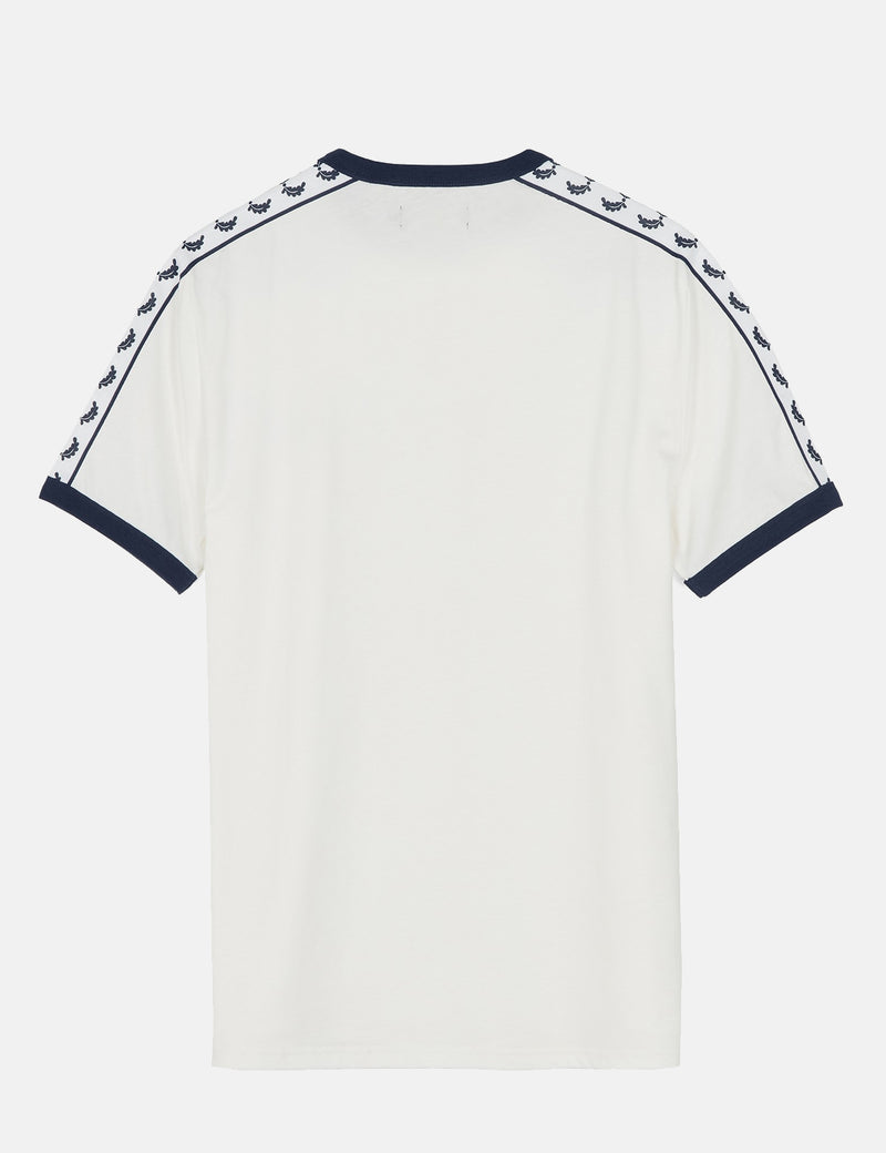 フレッドペリーテーピングリンガーTシャツ-スノーホワイト
