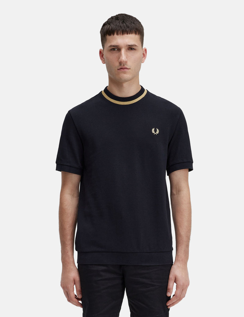 Fred Perry Crew Neck Pique T-Shirt - Black