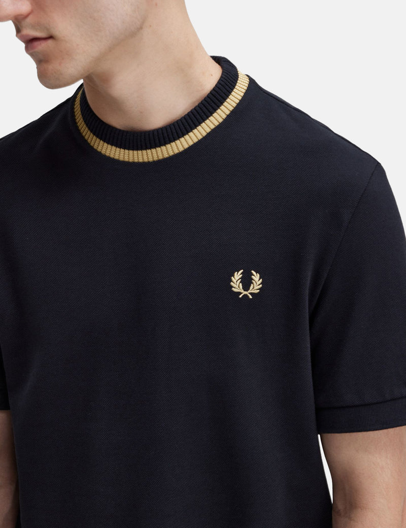 Fred Perry Crew Neck Pique T-Shirt - Black