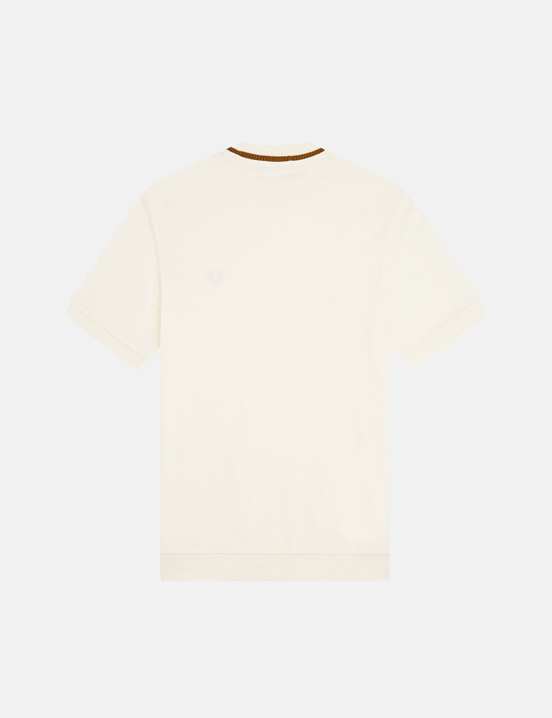 Fred Perry Re-issues T-Shirt En Piqué À Col Ras Du Cou - Écru