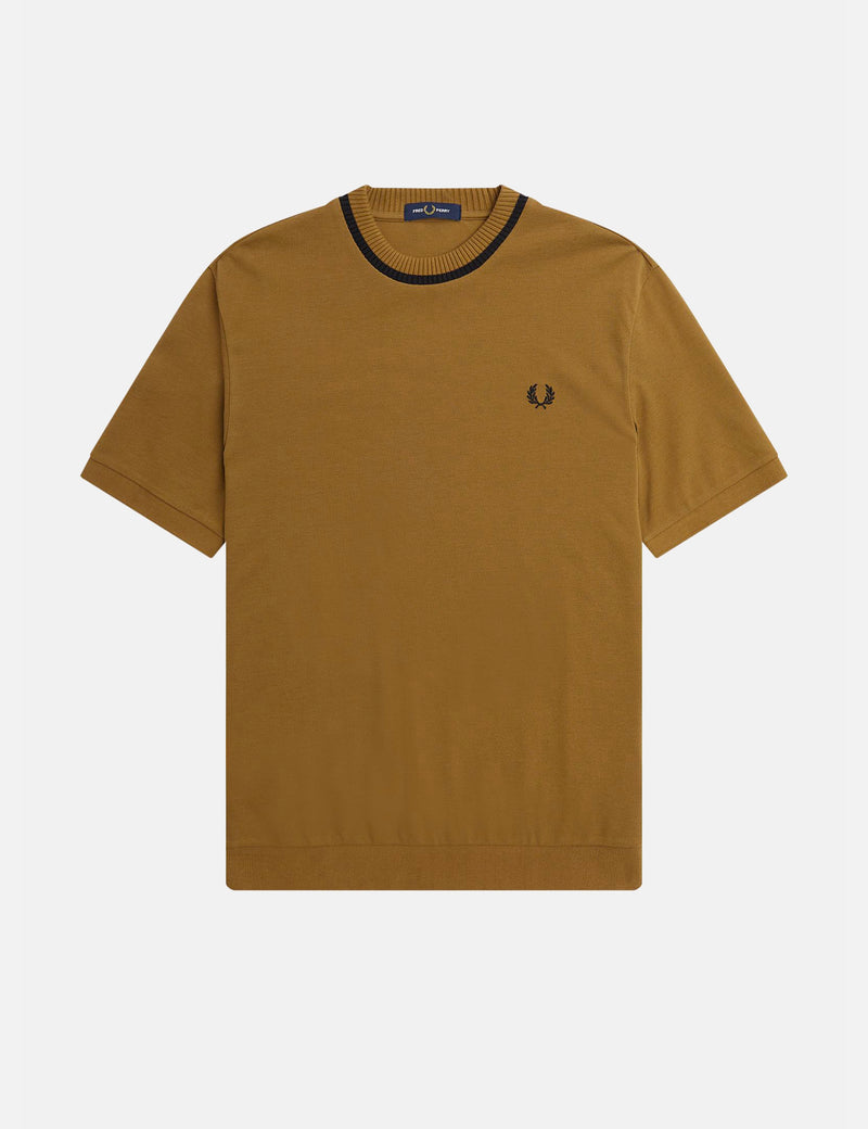 Fred Perry Crew Neck Pique T-Shirt - Shaded Stone Brown