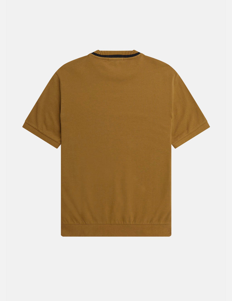 Fred Perry Crew Neck Pique T-Shirt - Shaded Stone Brown