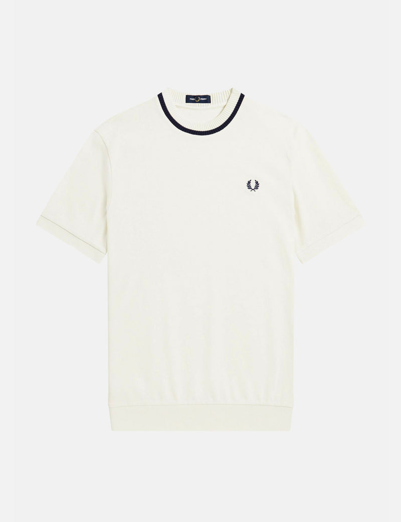 Fred Perry Crew Neck Pique T-Shirt - Ecru