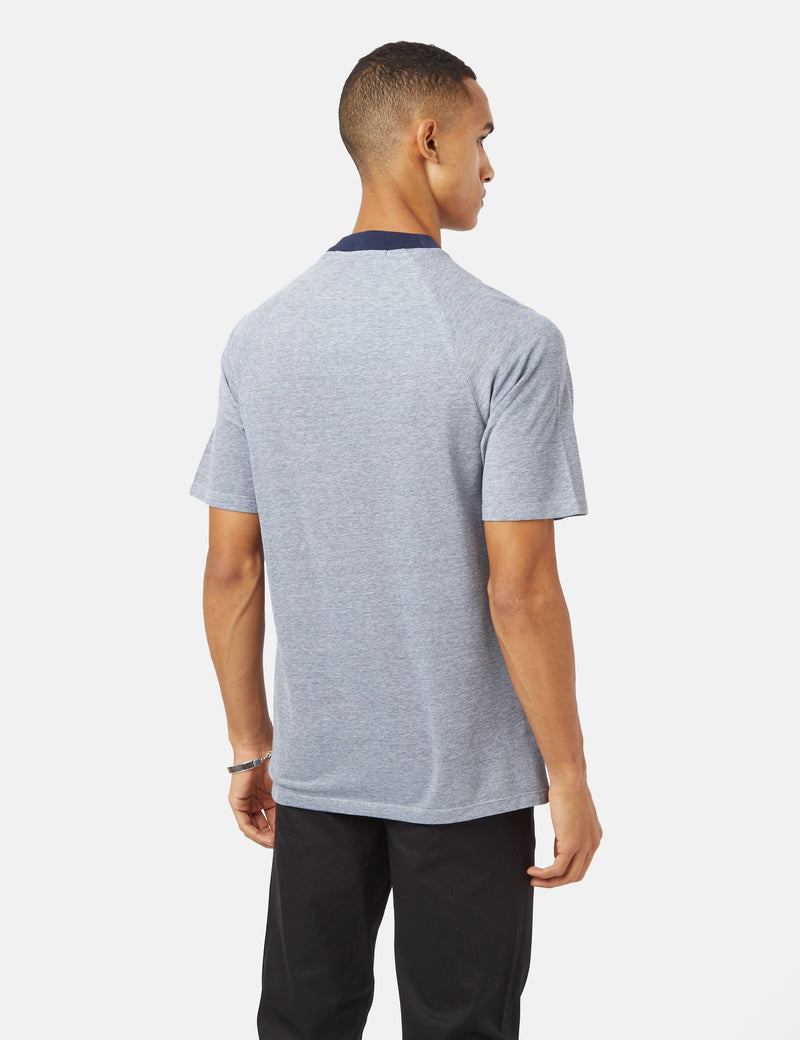Fred Perry zweifarbiges Pique-T-Shirt - Carbon Blue