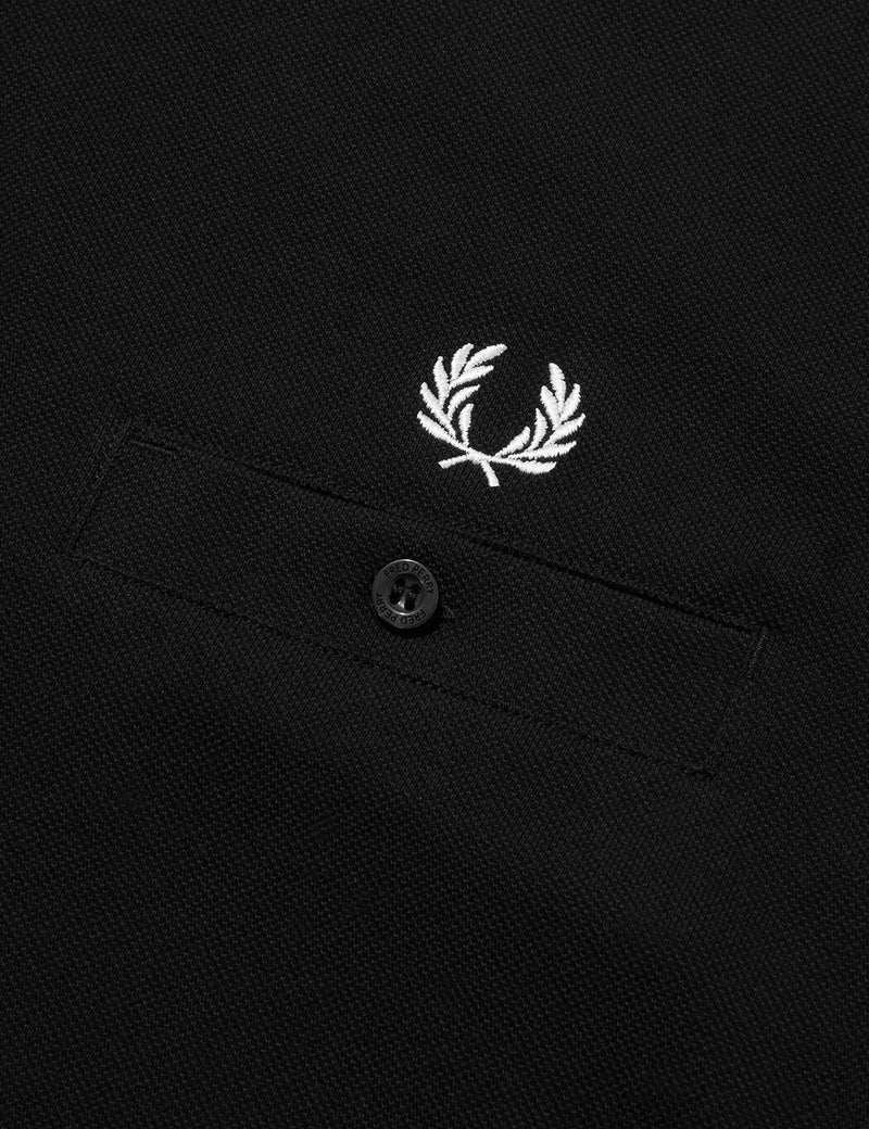 Fred Perry Pocket Detail Pique T-Shirt - Black