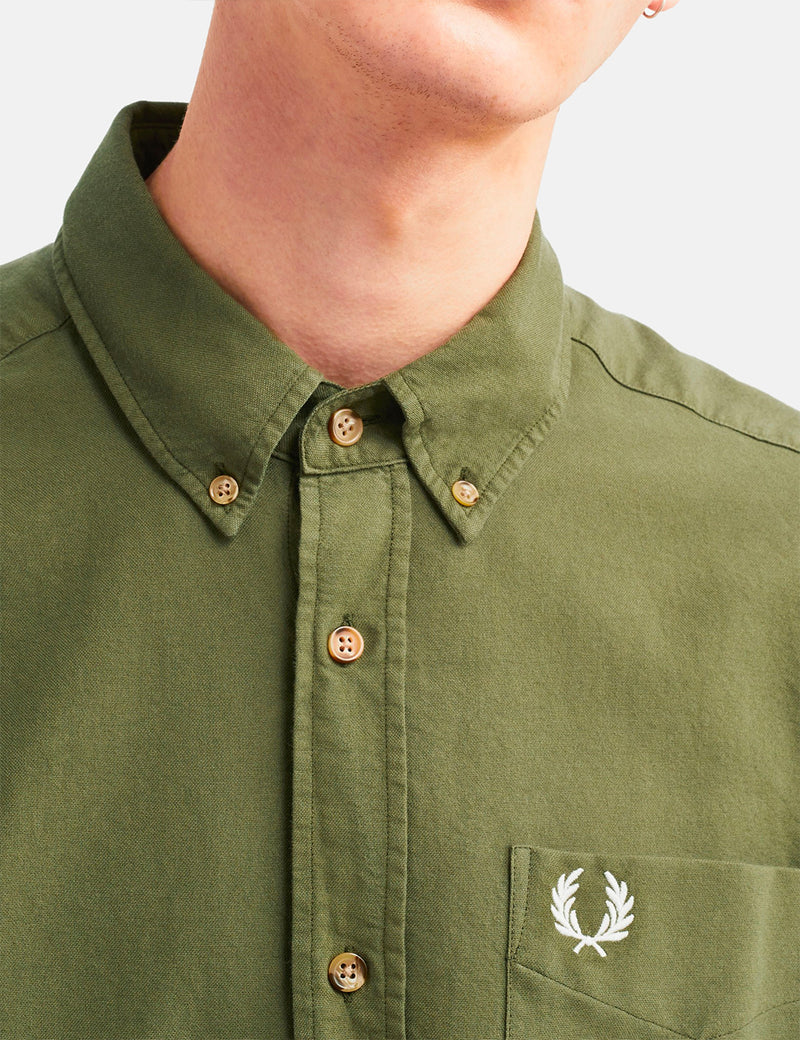 Fred Perry Overdyed Shirt - Military Green