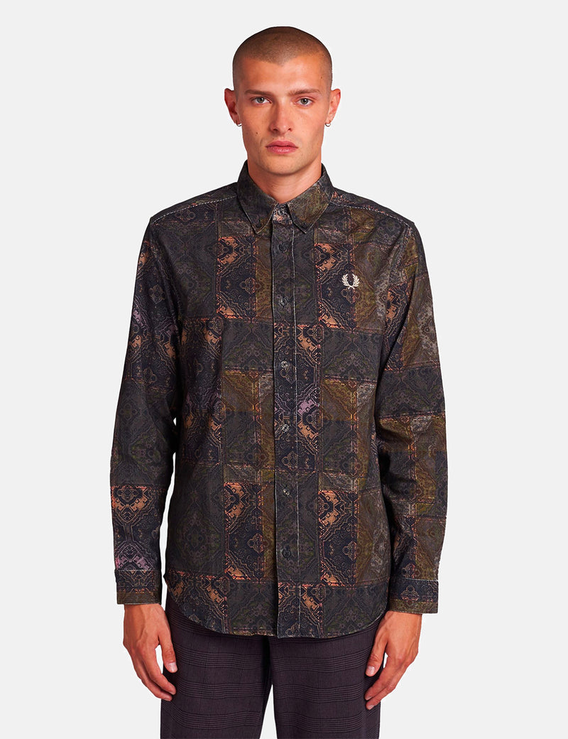 Fred Perry Printed Cord Shirt - Black