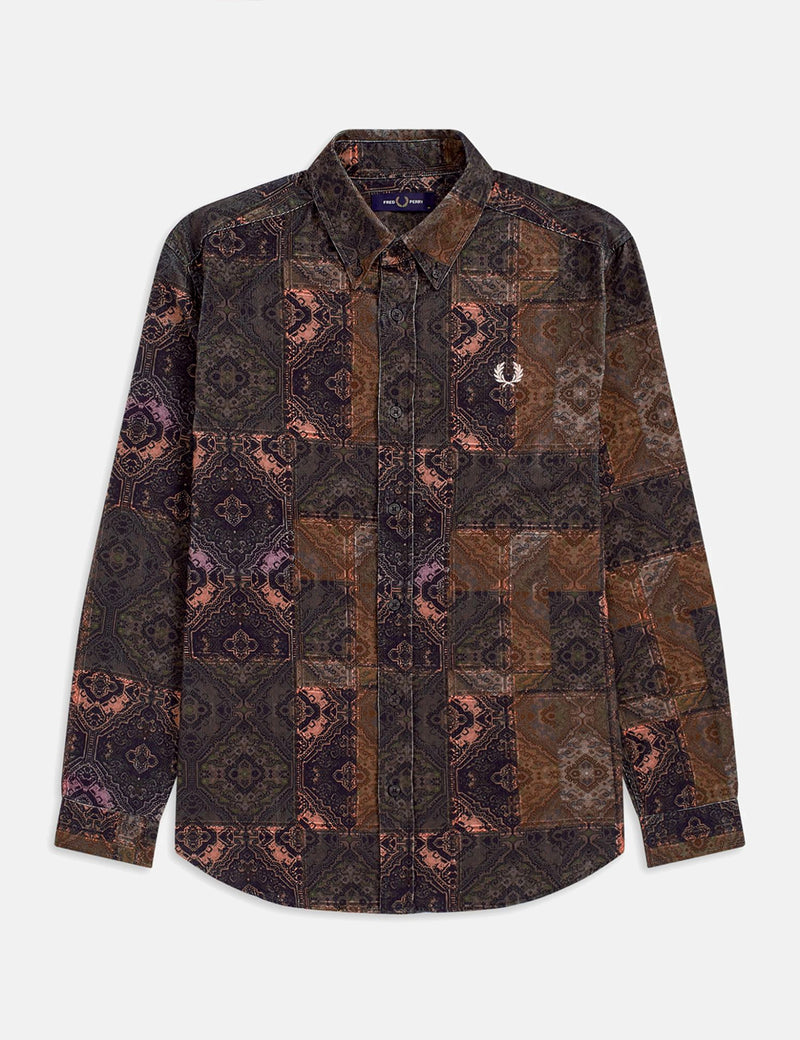 Fred Perry Printed Cord Shirt - Black