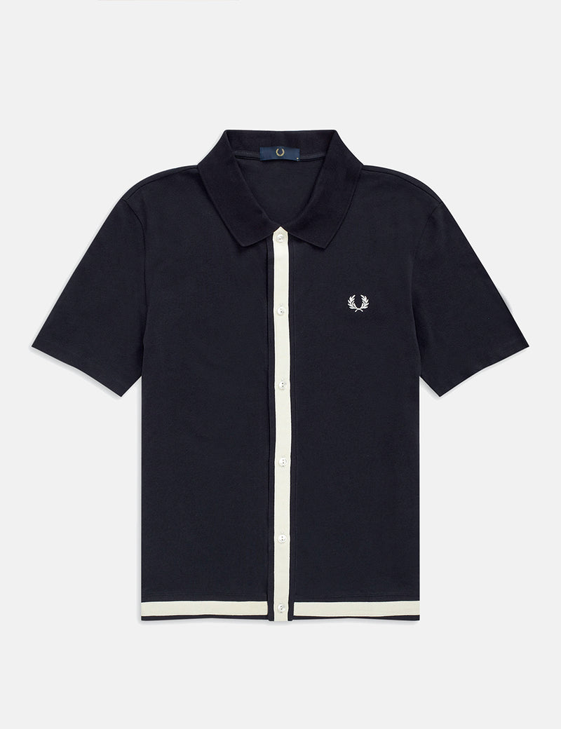 Chemise Fred Perry Reissues Pique Button Through - Navy Blue