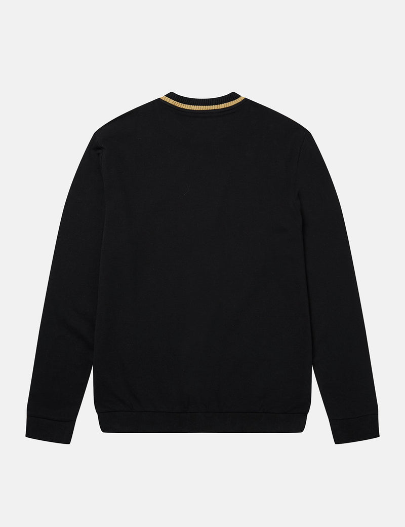Fred Perry Re-Issue Crew Neck Long Sleeve Pique T-Shirt - Black/Champagne