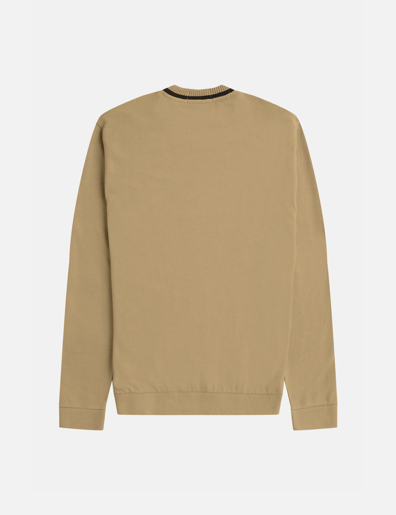 Fred Perry Crew Neck Pique Long Sleeve T-Shirt - Desert Yellow