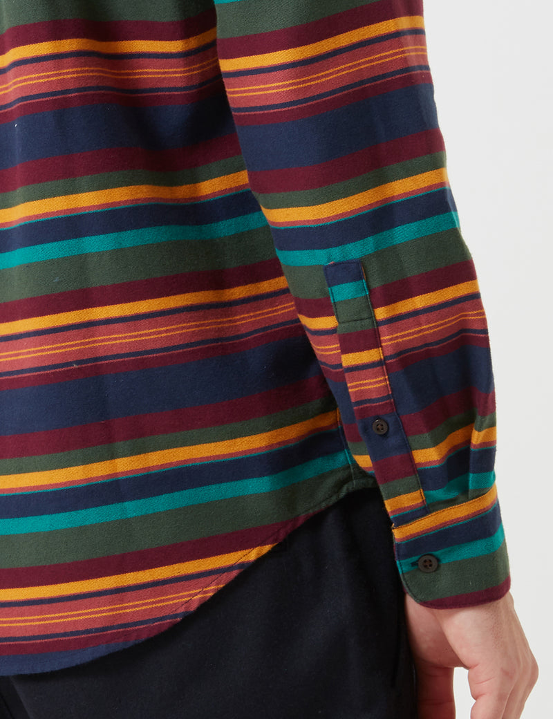 Portuguese Flannel Machu Picchu Stripe Shirt - Blue/Green/Yellow