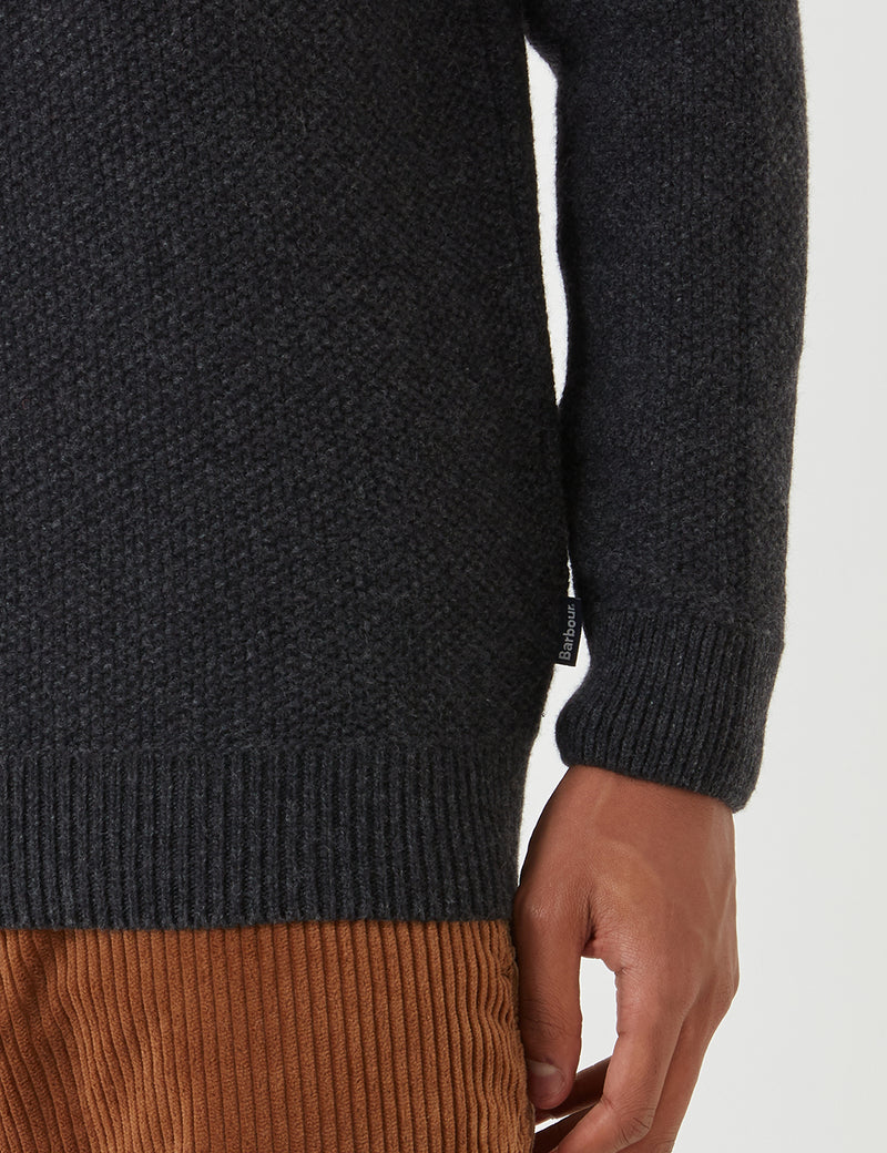 Barbour Crastill Cable Knit Sweatshirt - Charcoal Grey
