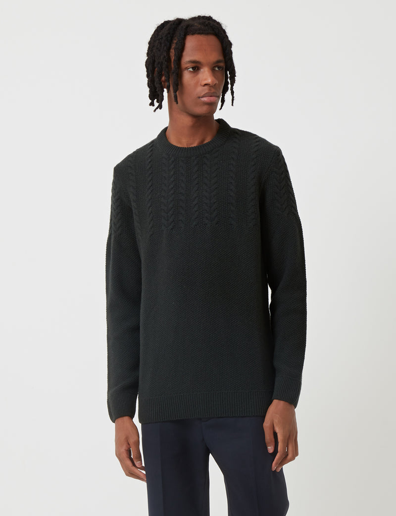 Barbour Crastill Cable Knit Sweatshirt - Seaweed Green