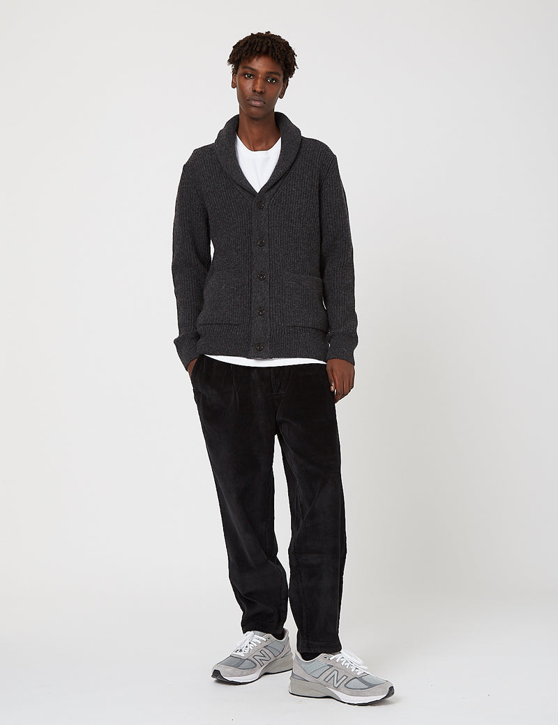 Barbour Findlay Button Through Shawl Sweater - Charcoal