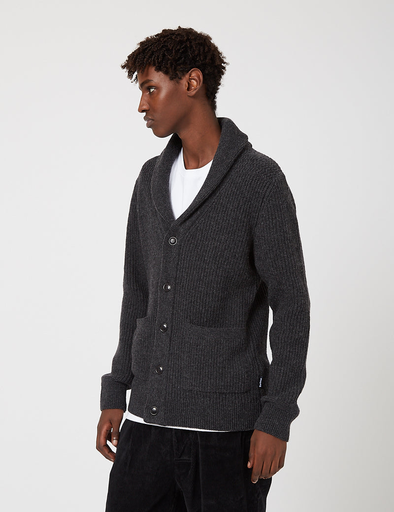 Barbour Findlay Button Through Shawl Sweater - Charcoal