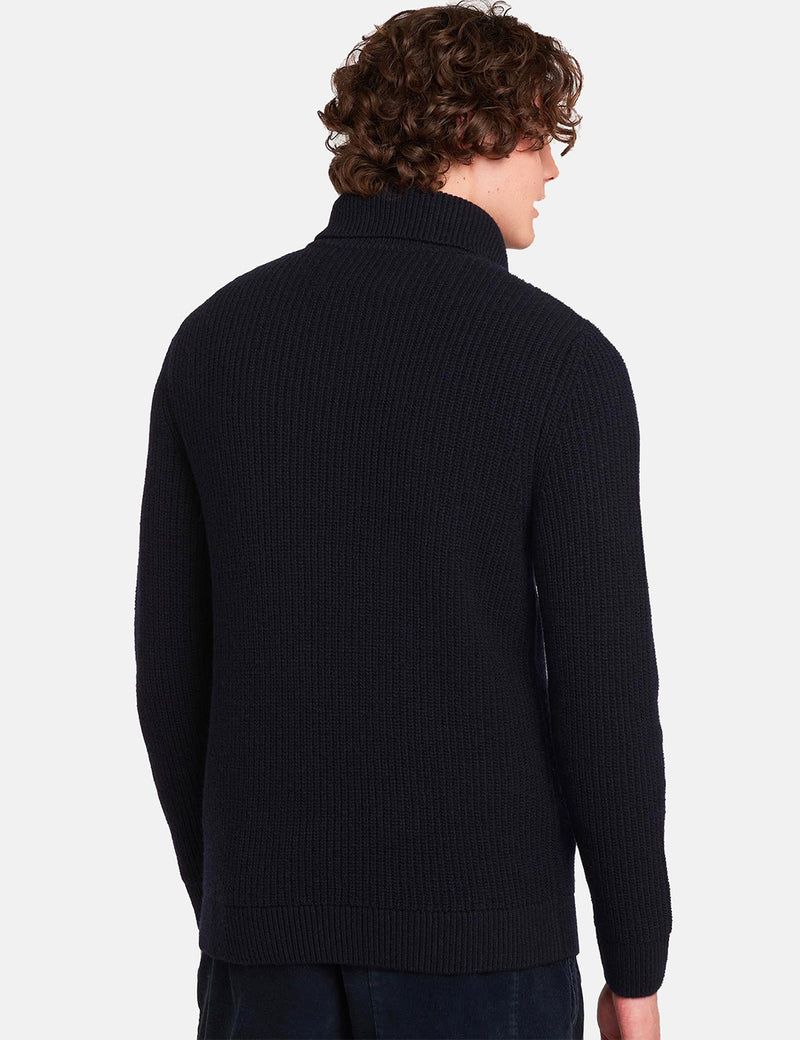 Barbour Crook Knitted Half Zip Sweater - Navy Blue