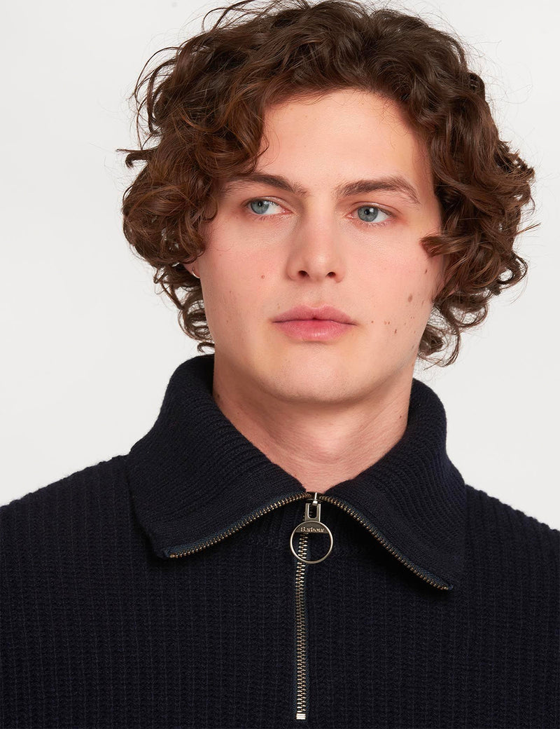 Pull Tricoté Demi-Zip Barbour Crook - Bleu Marine