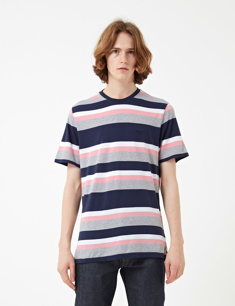 T-shirt Barbour Foundry Stripe - Bleu Marine/Rose